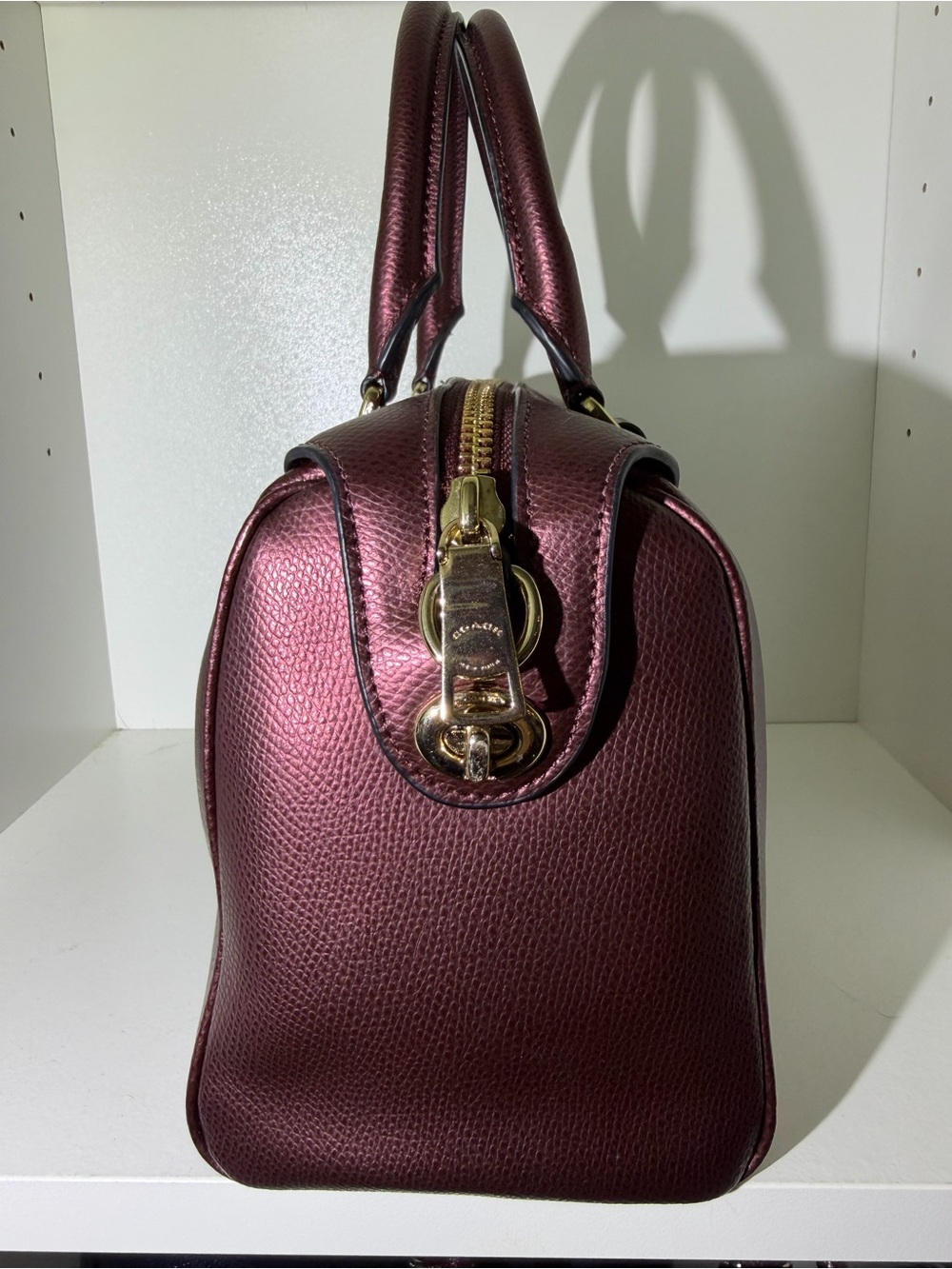 Coach Bennett Metallic Plum Dome Satchel with Gold Hardware - Picture 5 of 10